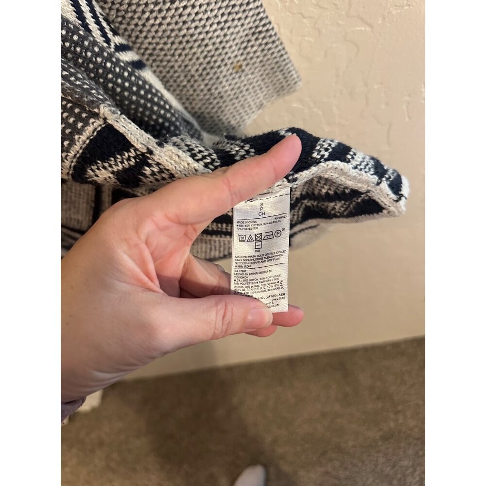 Y Old Navy Jacquard Fair Isle Winter Open Front Long Cozy Cardigan - Picture 10 of 12